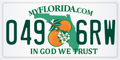FL license plate 0496RW