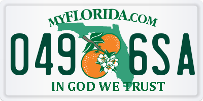 FL license plate 0496SA