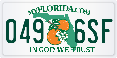 FL license plate 0496SF