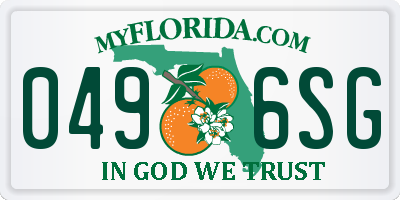 FL license plate 0496SG