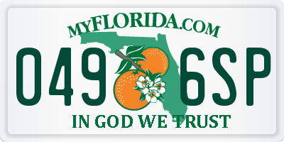 FL license plate 0496SP