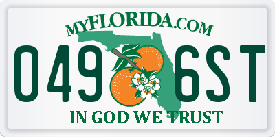 FL license plate 0496ST