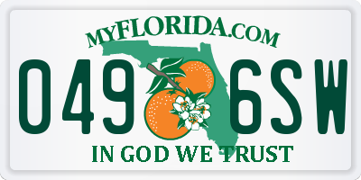 FL license plate 0496SW