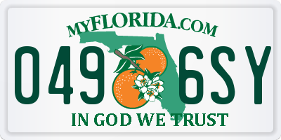 FL license plate 0496SY