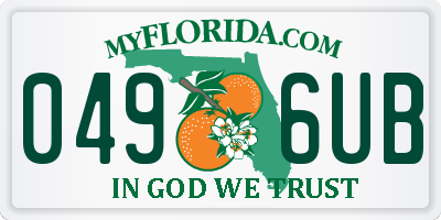 FL license plate 0496UB