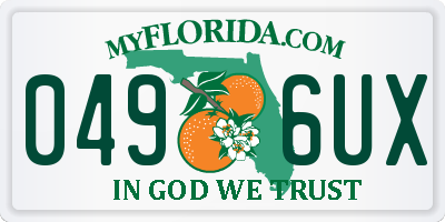 FL license plate 0496UX