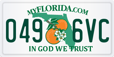 FL license plate 0496VC