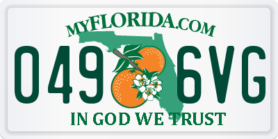 FL license plate 0496VG