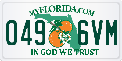 FL license plate 0496VM