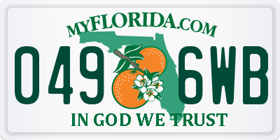 FL license plate 0496WB