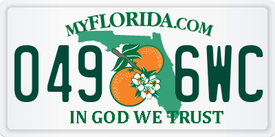 FL license plate 0496WC