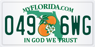 FL license plate 0496WG