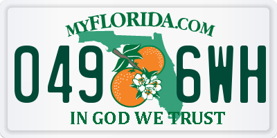 FL license plate 0496WH