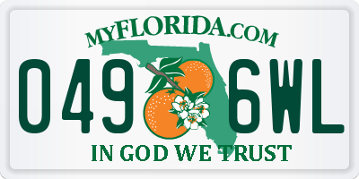 FL license plate 0496WL