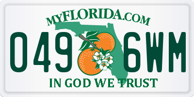 FL license plate 0496WM