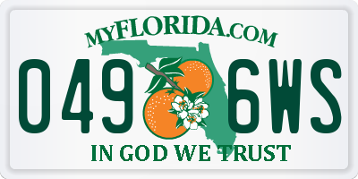 FL license plate 0496WS