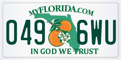 FL license plate 0496WU