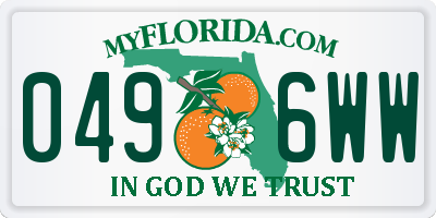 FL license plate 0496WW