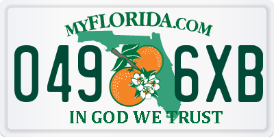 FL license plate 0496XB