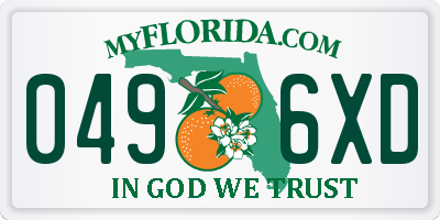 FL license plate 0496XD