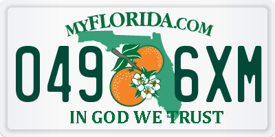 FL license plate 0496XM