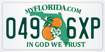 FL license plate 0496XP