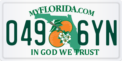 FL license plate 0496YN