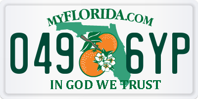 FL license plate 0496YP