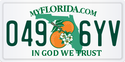 FL license plate 0496YV