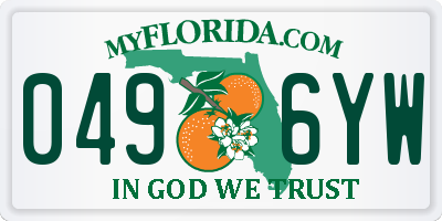 FL license plate 0496YW