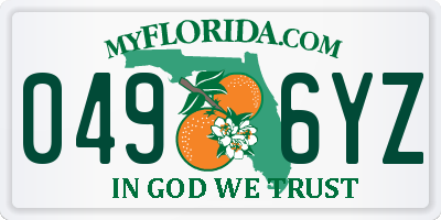 FL license plate 0496YZ