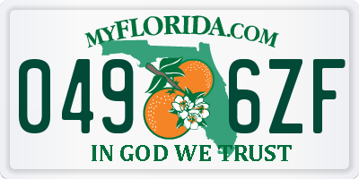 FL license plate 0496ZF