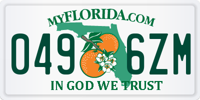 FL license plate 0496ZM