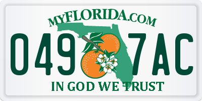FL license plate 0497AC