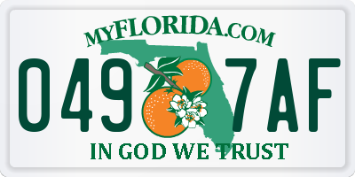 FL license plate 0497AF