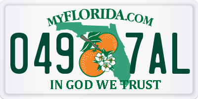 FL license plate 0497AL