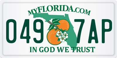 FL license plate 0497AP