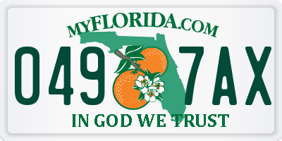 FL license plate 0497AX
