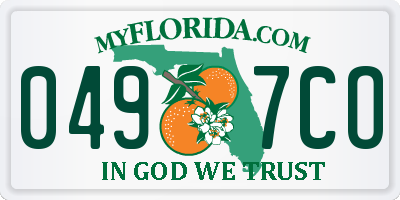 FL license plate 0497CO