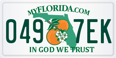 FL license plate 0497EK