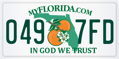 FL license plate 0497FD