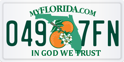 FL license plate 0497FN