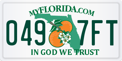 FL license plate 0497FT