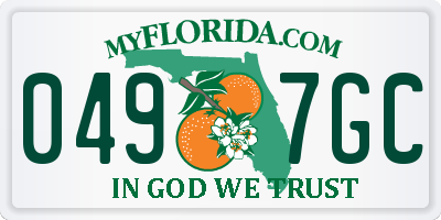 FL license plate 0497GC