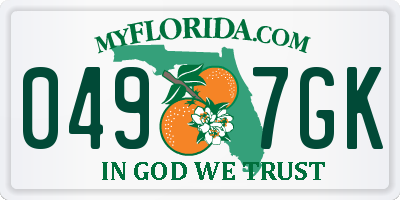 FL license plate 0497GK