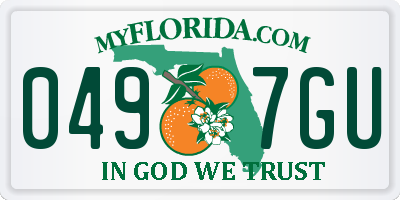 FL license plate 0497GU