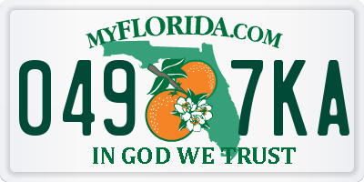 FL license plate 0497KA