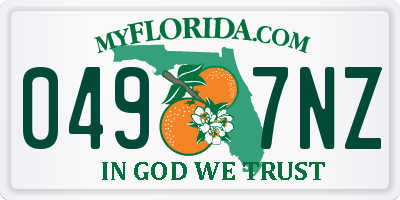 FL license plate 0497NZ