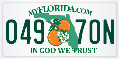 FL license plate 0497ON