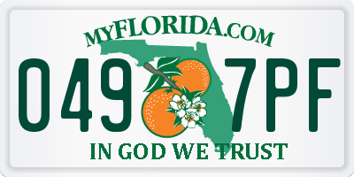 FL license plate 0497PF